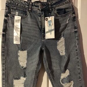 Distressed Blue Jeans